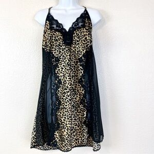 Cacique Cheetah Print Lace And Satin Chemise Size 14/16